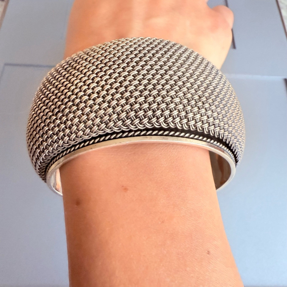 MASSIVE ARTISAN DOME BASKET WEAVE STERLING SILVER BEHNAM CUFF BRACELET 117g - Picture 11 of 13